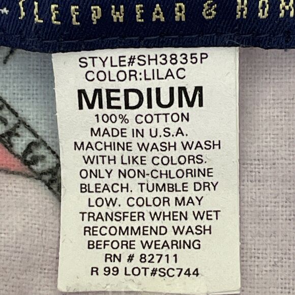 Nick & Nora I Love Lucy Pajama Top Womens Size Medium Flannel Purple Hearts - Picture 11 of 12